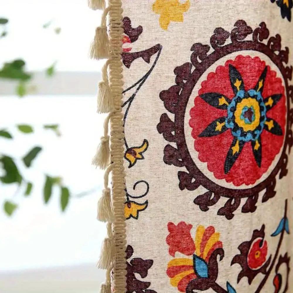 Boho Color Wheel Bloom Tassel Curtain by Casa & Beyond