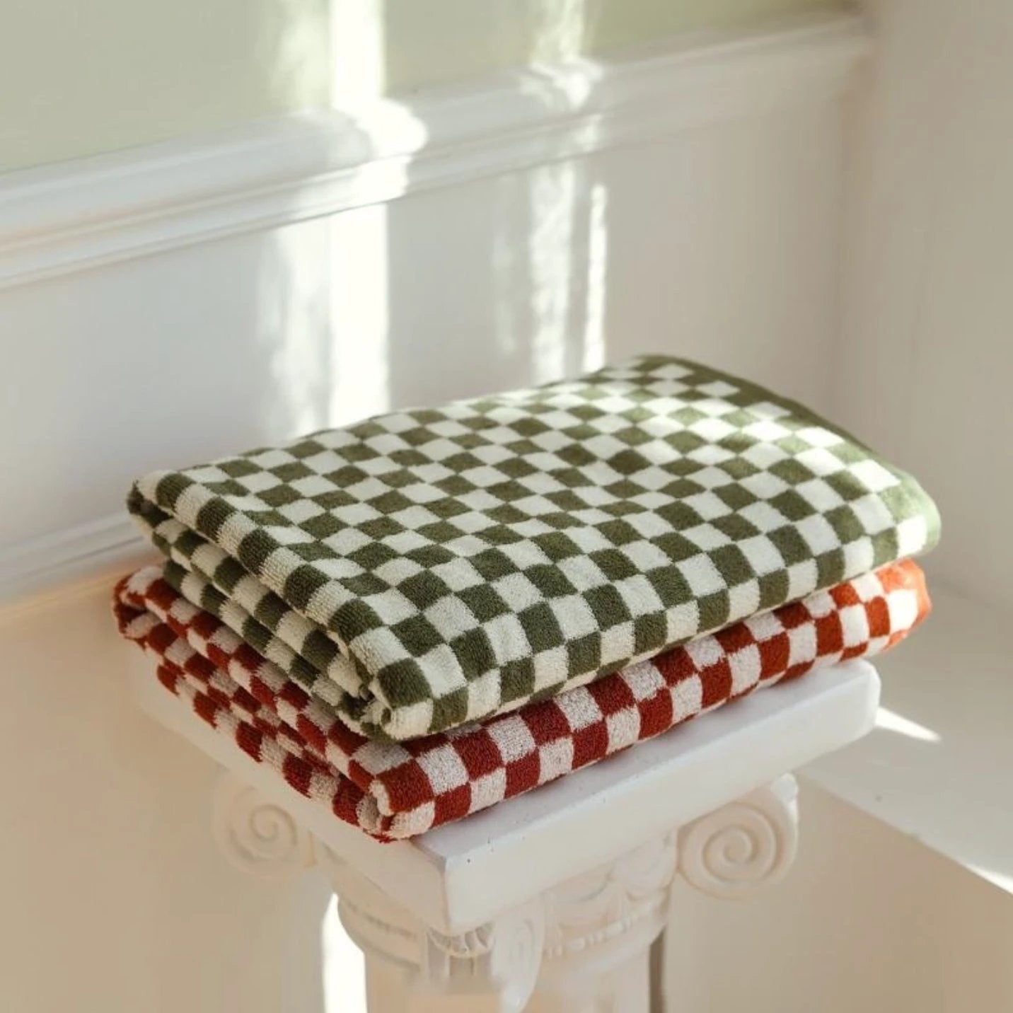 Colourful Checkerboard & Stripe Towels by Bowlift