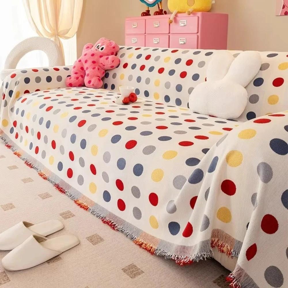 Colorful Polka Dot Sofa Cover by Casa & Beyond