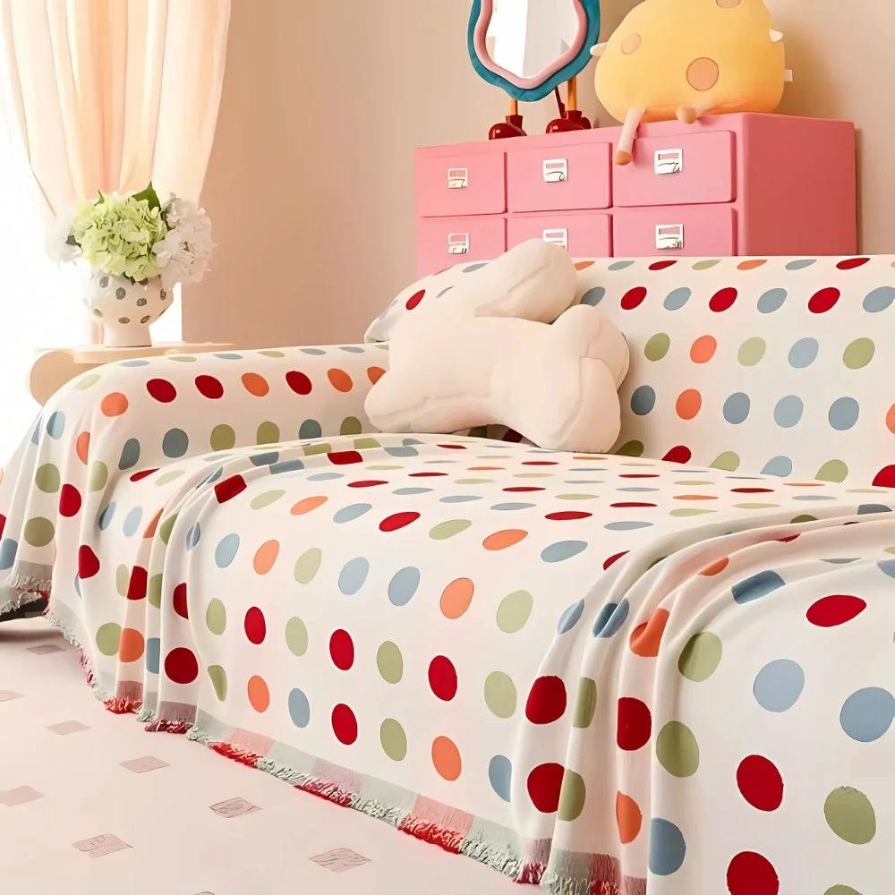 Colorful Polka Dot Sofa Cover by Casa & Beyond