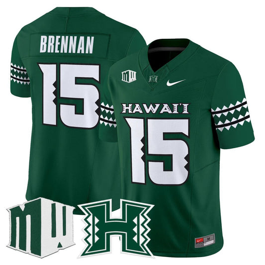 Colt Brennan Jersey #15 Hawai'i Rainbow Warriors 2025 Vapor Stitched Green by My Store NCAA Football Jerseys