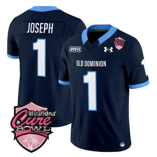 Colton Joseph Jersey #1 Old Dominion Monarchs 2025 Cure Bowl Stitched Navy by NCAA Football Jersey