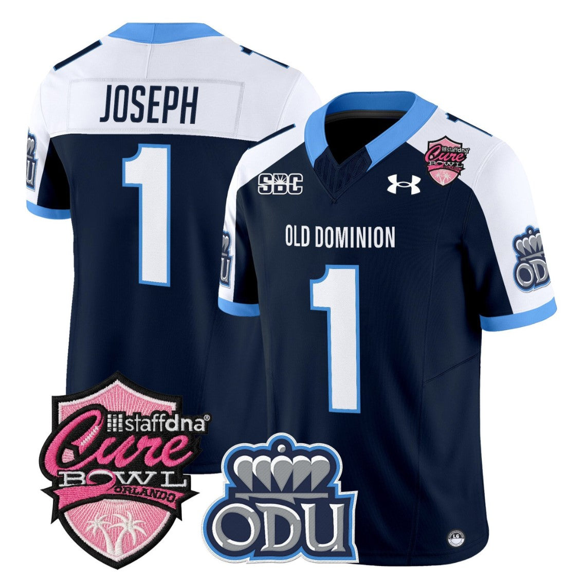 Colton Joseph Jersey #1 Old Dominion Monarchs 2025 Cure Bowl Stitched Navy Alternate by NCAA Football Jersey