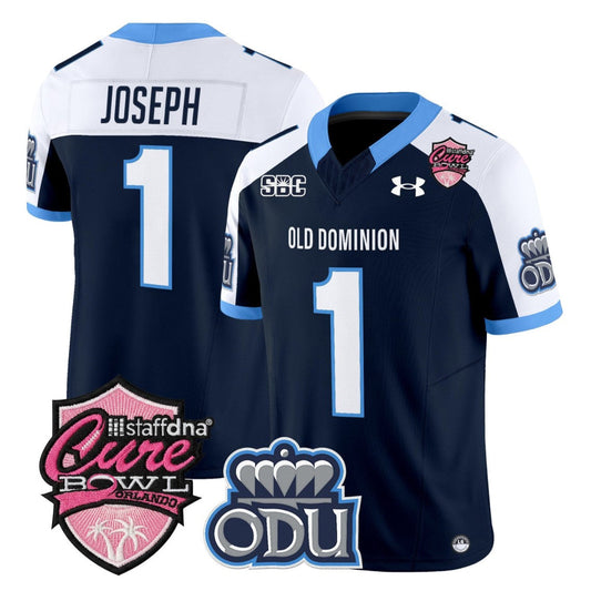 Colton Joseph Jersey #1 Old Dominion Monarchs 2025 Cure Bowl Stitched Navy Alternate by NCAA Football Jersey