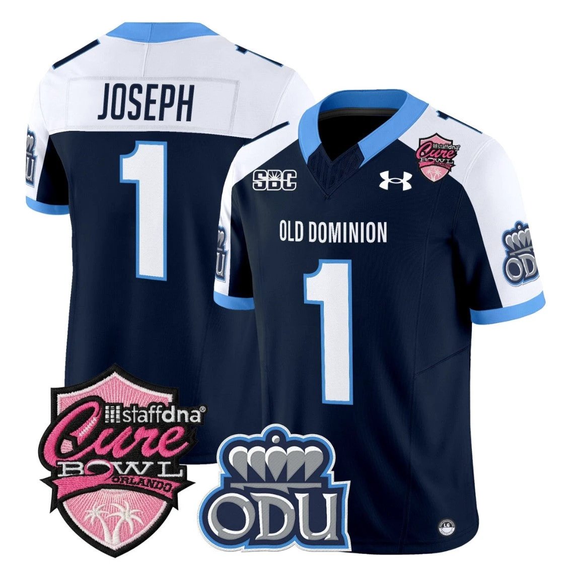 Colton Joseph Jersey #1 Old Dominion Monarchs 2025 Cure Bowl Stitched by My Store NCAA Football Jerseys