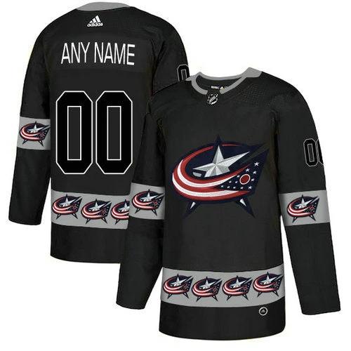 Columbus Blue Jackets Custom Black Team Logos Fashion Jersey by Hockey David