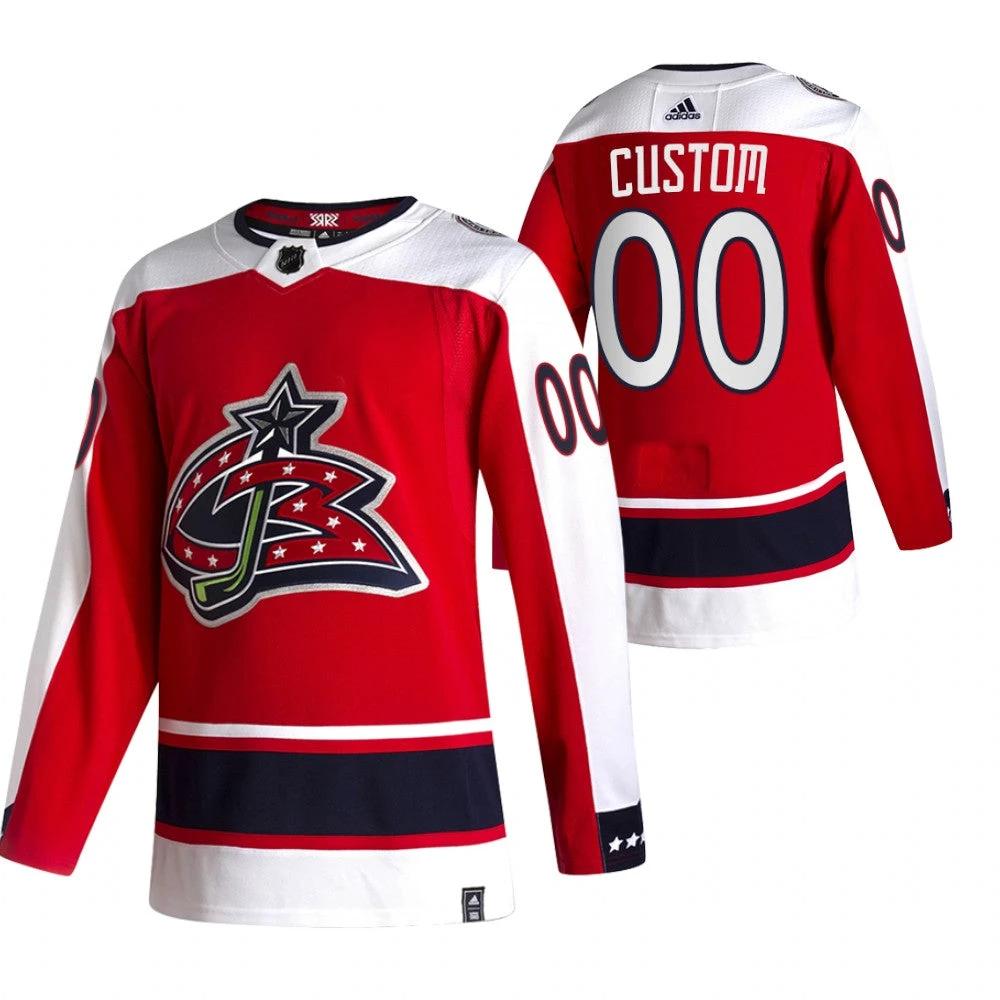Columbus Blue Jackets Custom Red 2020-21 Alternate Player NHL Jersey by Hockey David