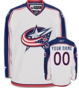 Columbus Blue Jackets Mens Customized White Jersey by Hockey David