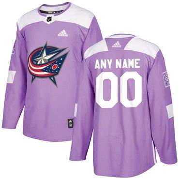 Columbus Blue Jackets Purple Pink Custom Hockey Fights Cancer Practice Jersey by Hockey David
