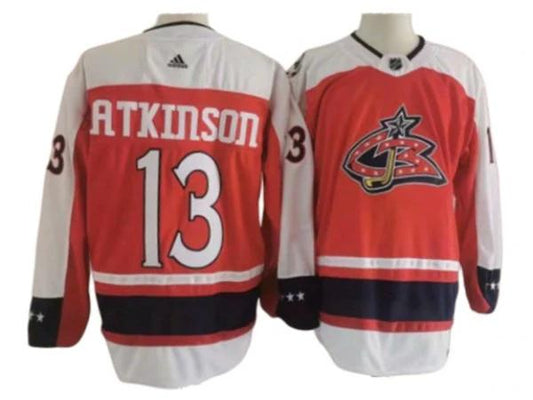 Columbus Blue Jackets #13 Cam Atkinson Red Reverse Retro Jersey by Hockey David