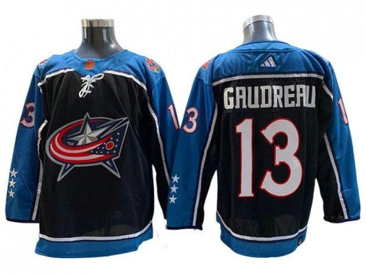 Columbus Blue Jackets #13 Johnny Gaudreau Black Reverse Retro 2.0 Jersey by Hockey David