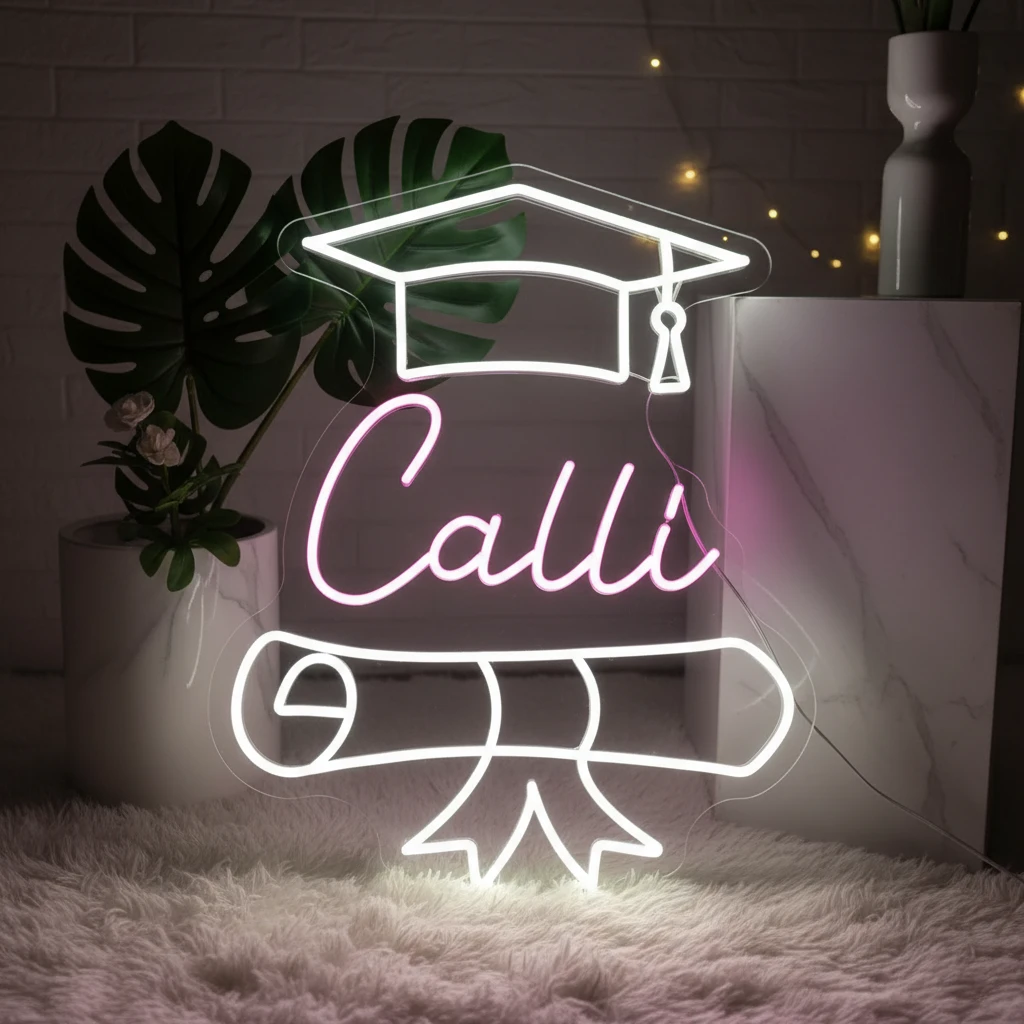 Congrats Grad Custom Name Neon Sign Class of 2025 Graduation Prom Party Decor Sign by Neonchics