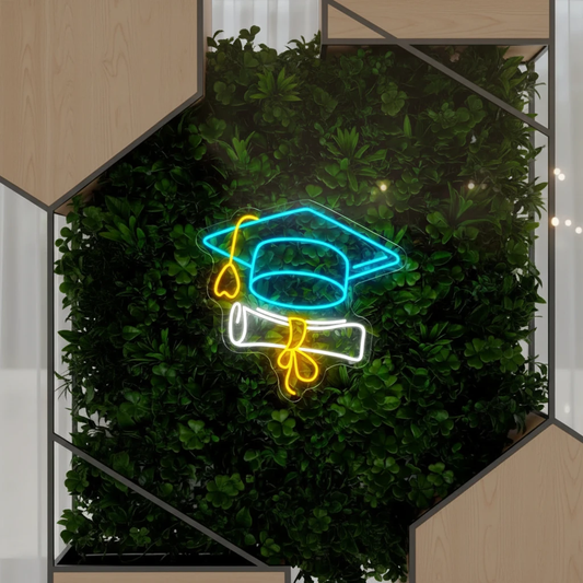 Congrats Grad Led Neon Sign Book and Cap Neon Sign by Neonchics