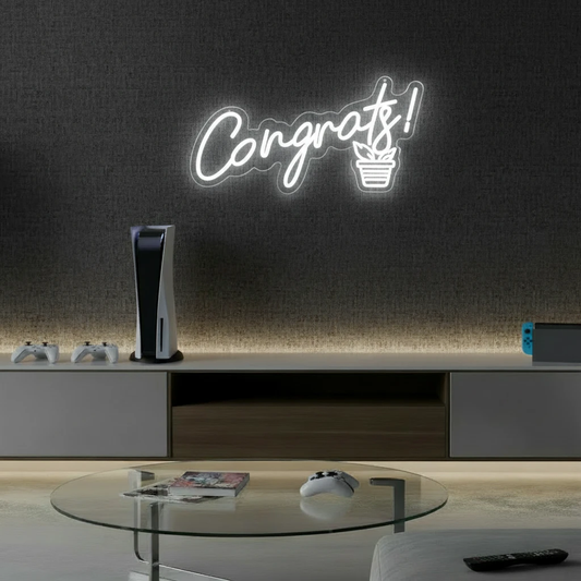 Congrats Neon Sign for Party Celebration by Neonchics