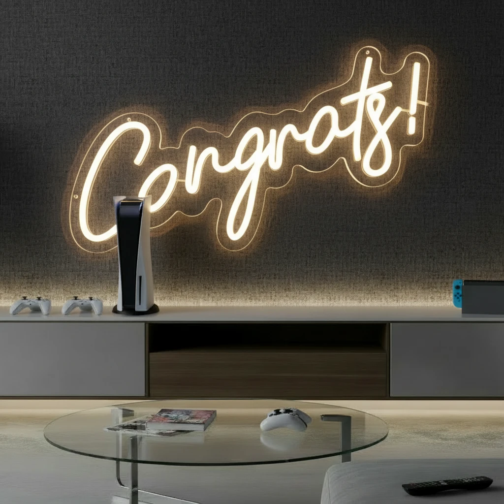 Congrats Neon Sign for Party Celebration by Neonchics