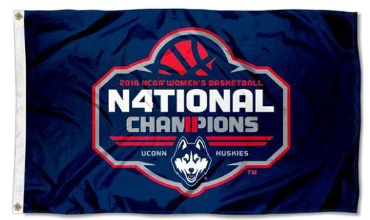 Connecticut Huskies 2016 Women's National Champions Flag 3X5ft Banner with 2 Brass Grommets by flagsjustdoit