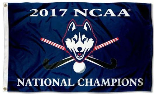 Connecticut Huskies 2017 Hockey National Champions Flag 3X5ft Banner Polyester with 2 Brass Grommets by flagsjustdoit