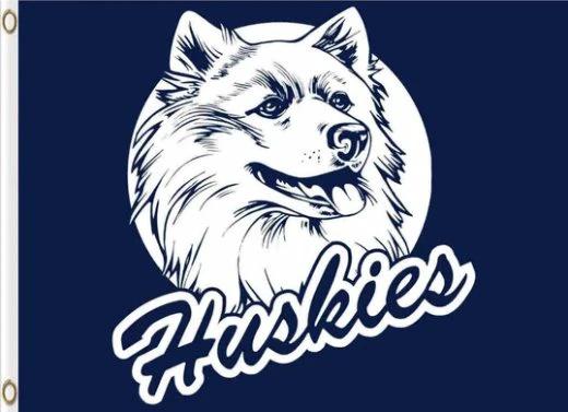 Connecticut Huskies Hand Blue Flag 3X5ft Banner Polyester with 2 Brass Grommets by flagsjustdoit