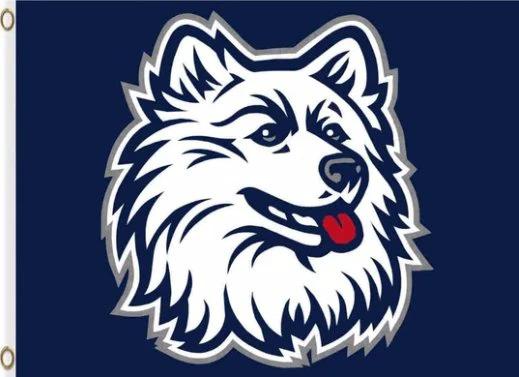 Connecticut Huskies Hand Flag 3X5ft Banner Polyester with 2 Brass Grommets by flagsjustdoit