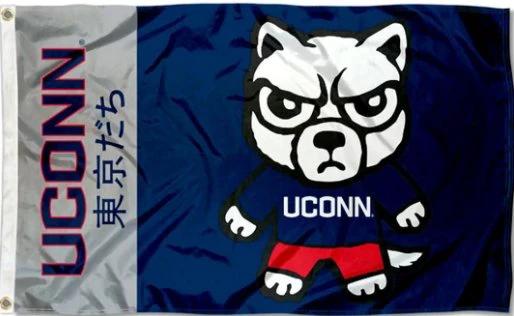 Connecticut Huskies Kawaii Tokyodachi Mascot Flag 3X5ft Banner Polyester with 2 Brass Grommets by flagsjustdoit