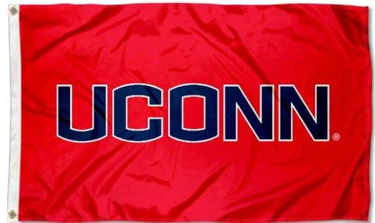 Connecticut Huskies Red Flag 3X5ft Banner Polyester with 2 Brass Grommets by flagsjustdoit