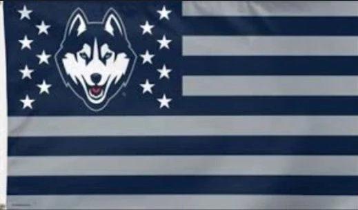 Connecticut Huskies Star and Stripes US Flag 3X5ft Banner Polyester with 2 Brass Grommets by flagsjustdoit