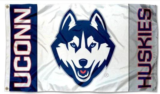 Connecticut Huskies White College Flag 3X5ft Banner Polyester with 2 Brass Grommets by flagsjustdoit