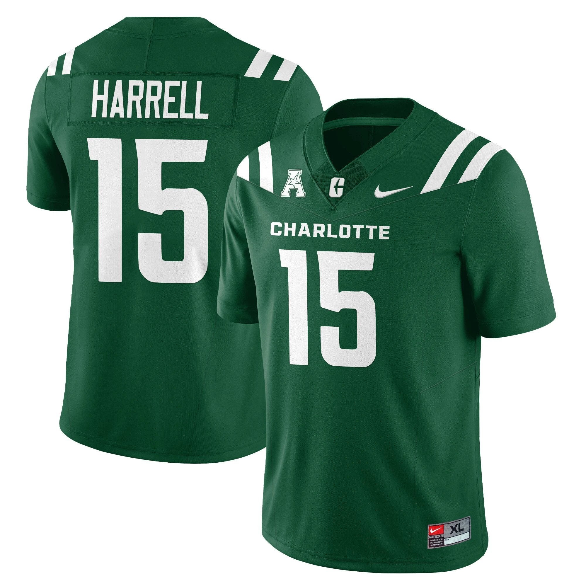 Conner Harrell Jersey #15 Charlotte 49ers Football 2025 Limited Stitched Green by My Store
