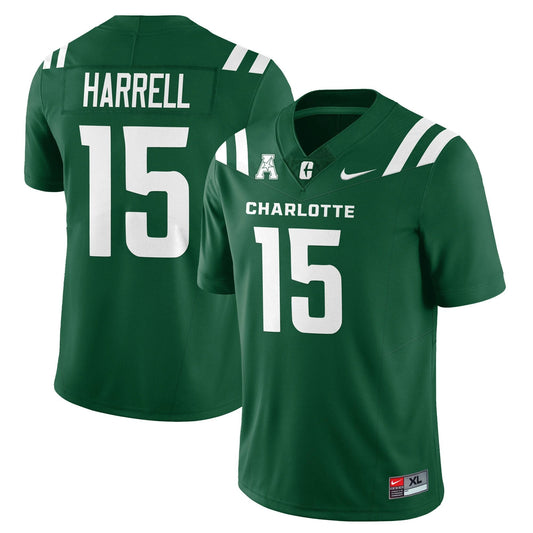 Conner Harrell Jersey #15 Charlotte 49ers Football 2025 Limited Stitched Green by My Store