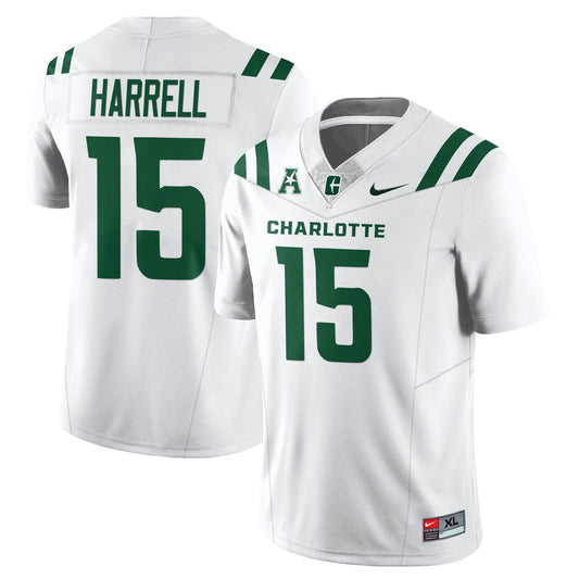 Conner Harrell Jersey #15 Charlotte 49ers Football 2025 Limited Stitched White by NCAA Football Jersey