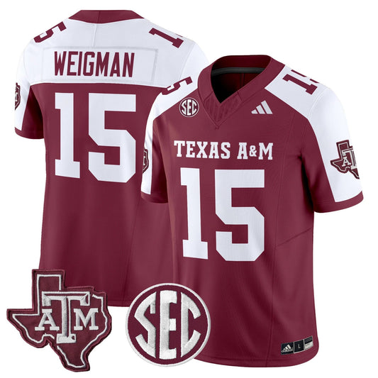 Conner Weigman Jersey #15 Texas A&M Aggies 2025 Vapor Stitched Maroon Alternate by NCAA Football Jersey