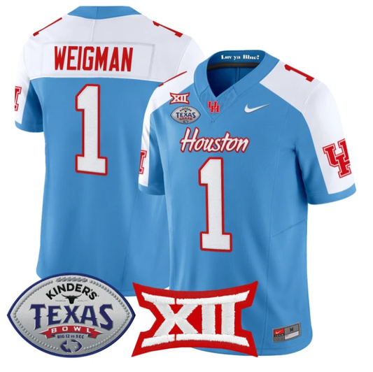 Conner Weigman Jersey #1 Houston Cougars 2025 Texas Bowl Stitched Blue Alternate by NCAA Football Jersey