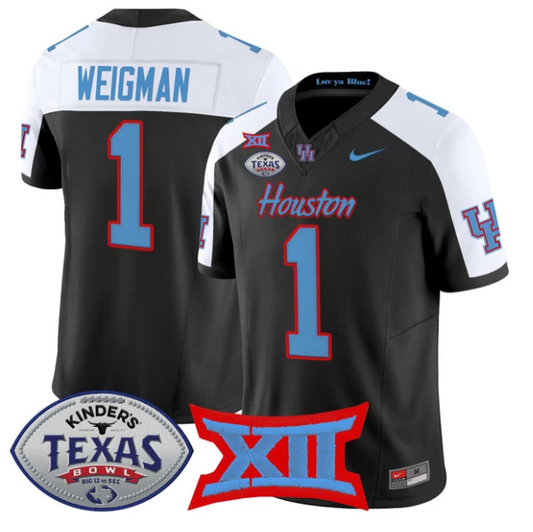 Conner Weigman Jersey #1 Houston Cougars 2025 Texas Bowl Stitched by My Store NCAA Football Jerseys