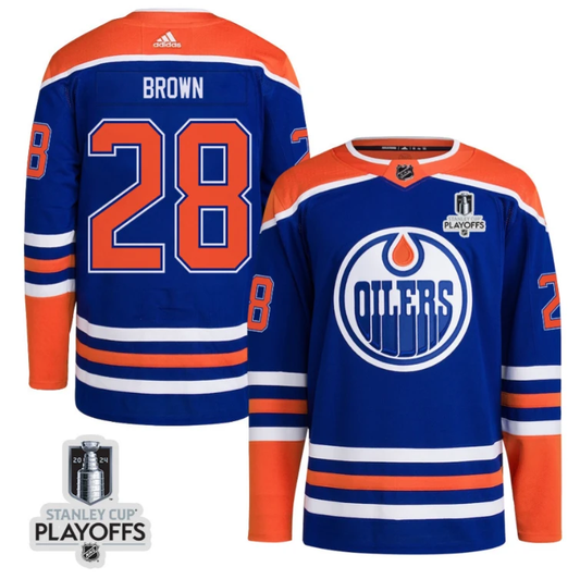 Connor Brown 28 Edmonton Oilers 2024 NHL Playoffs Patch Home Jersey - Men by Hockey David
