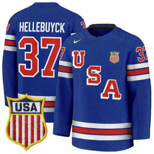 Connor Hellebuyck Jersey #37 Team USA Winter Olympics 2026 Hockey Blue STITCHED by Hockey David
