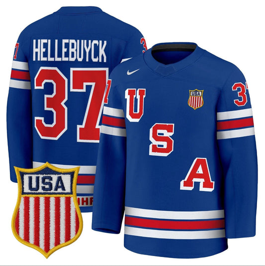 Connor Hellebuyck Jersey #37 USA Olympic 2026 Premium Hockey Stitched by Hockey David