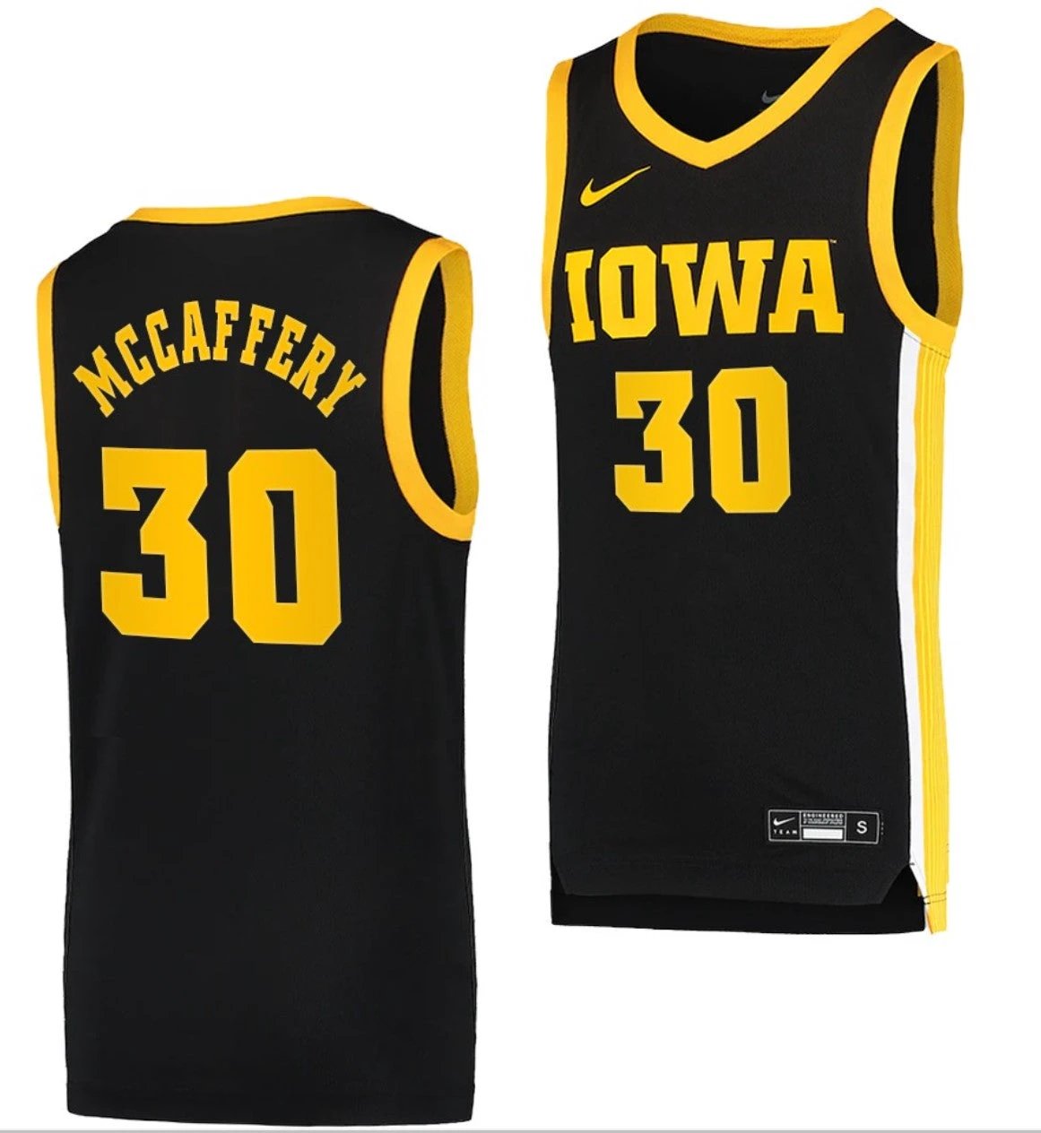 Connor McCaffery Jersey Iowa Hawkeyes College Basketball Black Swingman #30 by My store basketball