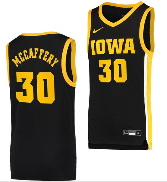 Connor McCaffery Jersey Iowa Hawkeyes College Basketball Black Swingman #30 by My store basketball