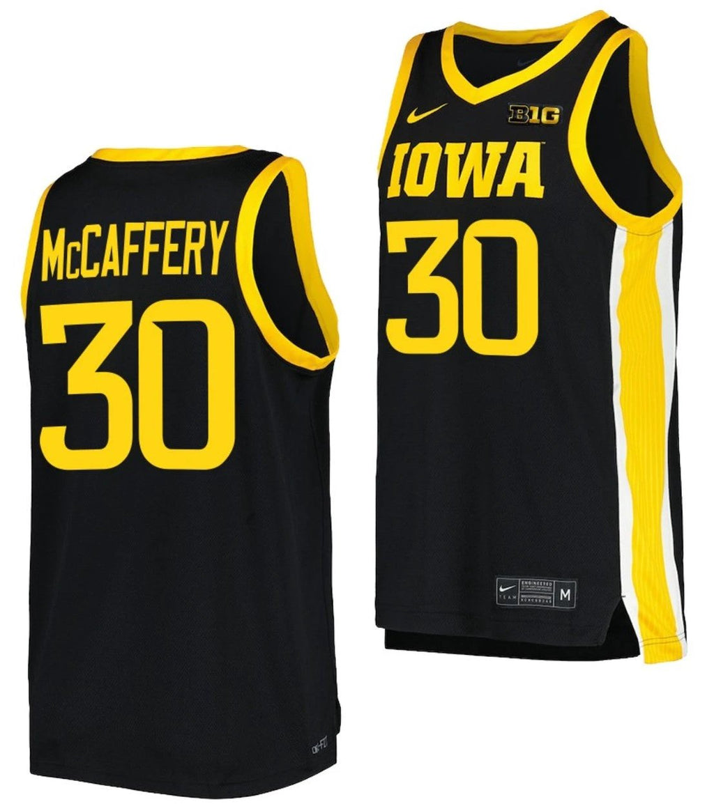 Connor McCaffery Jersey Iowa Hawkeyes College Basketball Black #30 by My store basketball