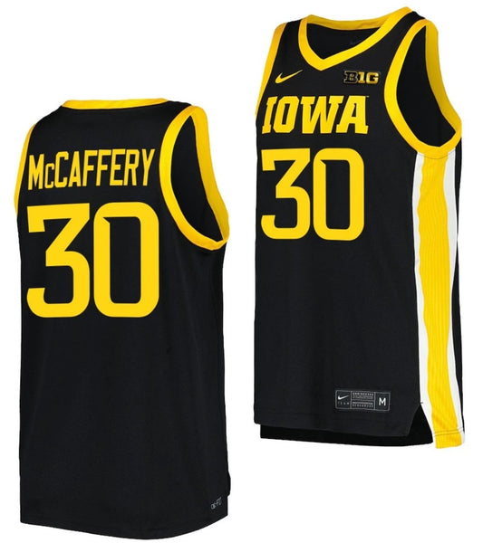 Connor McCaffery Jersey Iowa Hawkeyes College Basketball Black #30 by My store basketball
