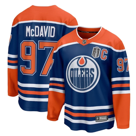 Connor McDavid 97 Edmonton Oilers 2025 Stanley Cup Final Home Breakaway Men Jersey Royal by Hockey David