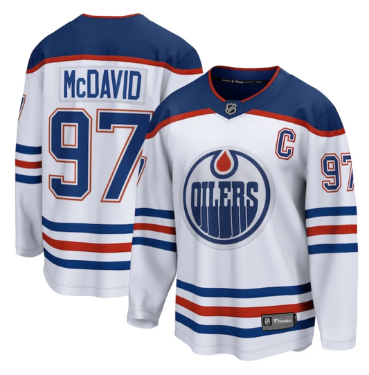Connor McDavid 97 Edmonton Oilers Away Breakaway Jersey Men, White by Hockey David