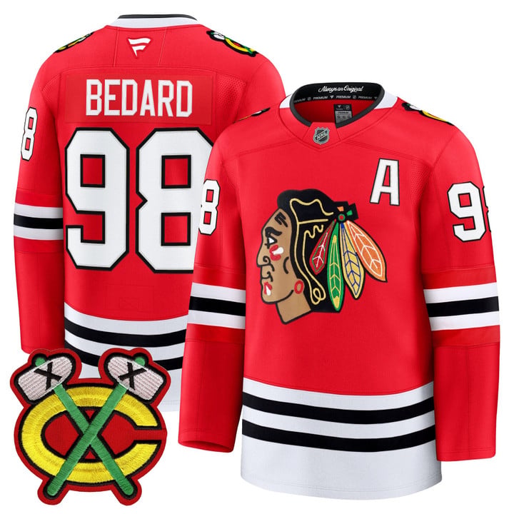 Connor Bedard Jersey #98 Chicago Blackhawks 2025-26 Premium Stitched by Hockey David