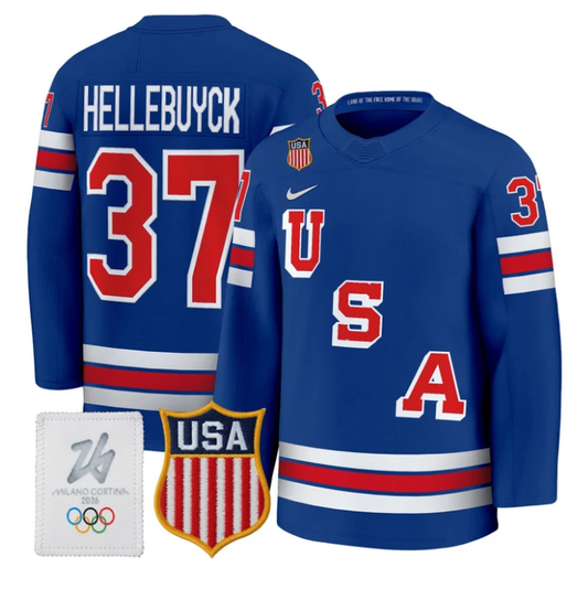 Connor Hellebuyck Jersey #37 USA Olympic 2026 Premium Hockey All Stitched by Hockey David