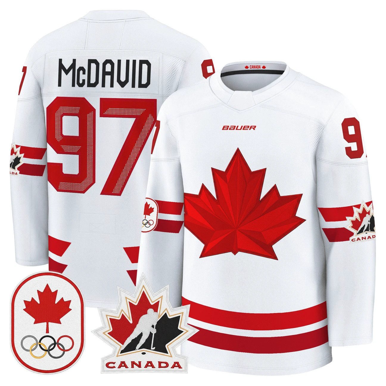 Connor McDavid Jersey #97 Canada Olympic Premium Hockey Stitched by Hockey David