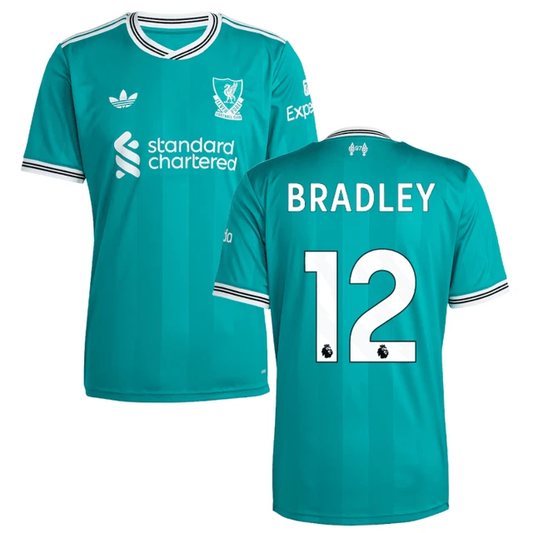Conor Bradley 12 Liverpool 2025-26 Third Match Jersey – Aqua by Soccer Jersey