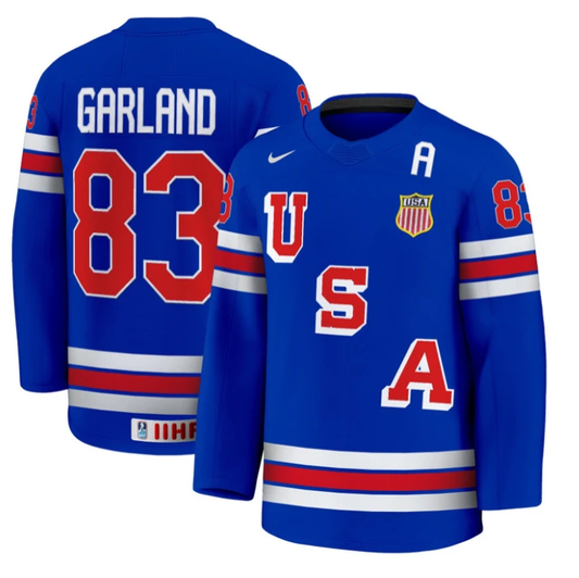 Conor Garland Jersey #83 USA Hockey 2025 Premium Stitched Away by Hockey David