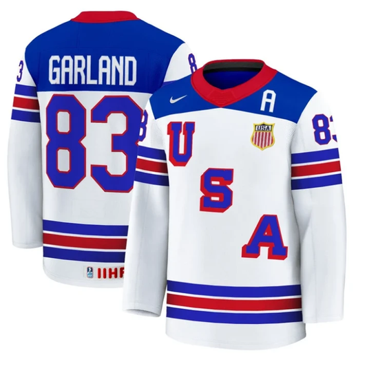 Conor Garland Jersey #83 USA Hockey 2025 Premium Stitched Home by Hockey David