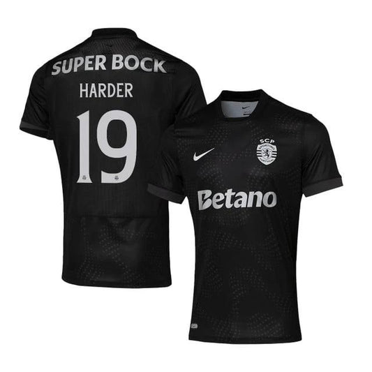 Conrad Harder 19 Sporting CP 2025-26 Away Match Jersey – Black by Soccer Jersey
