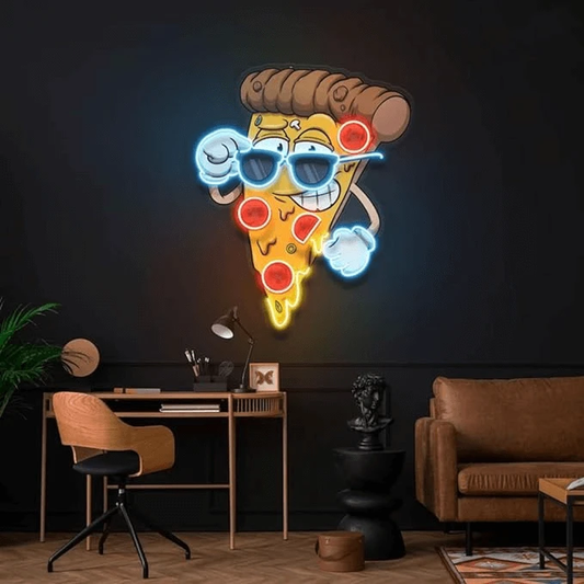 Cool Cartoon Pizza Custom Led Neon Signs for Wall Decor by Neonchics